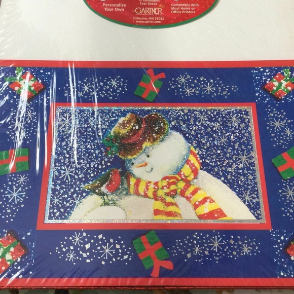 Set 12 Christmas Snowman Greeting Cards & Envelopes Sparkly Foil Artwork Gartner - Picture 5 of 6